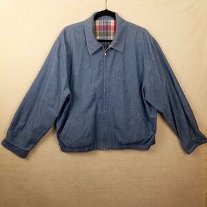 Nautica Full-Zip 100% Cotton‎ Reversible Jacket Men's LG 90's Vntg Blue  Plaid